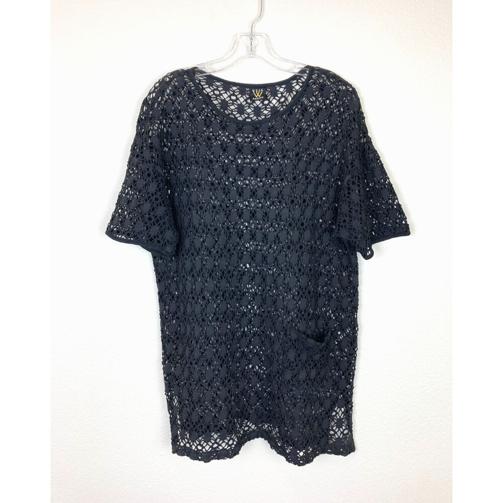 Wear Abouts Open Knit Swimwear Cover-Up Size M-L Gray Boho Resort Coastal Beach